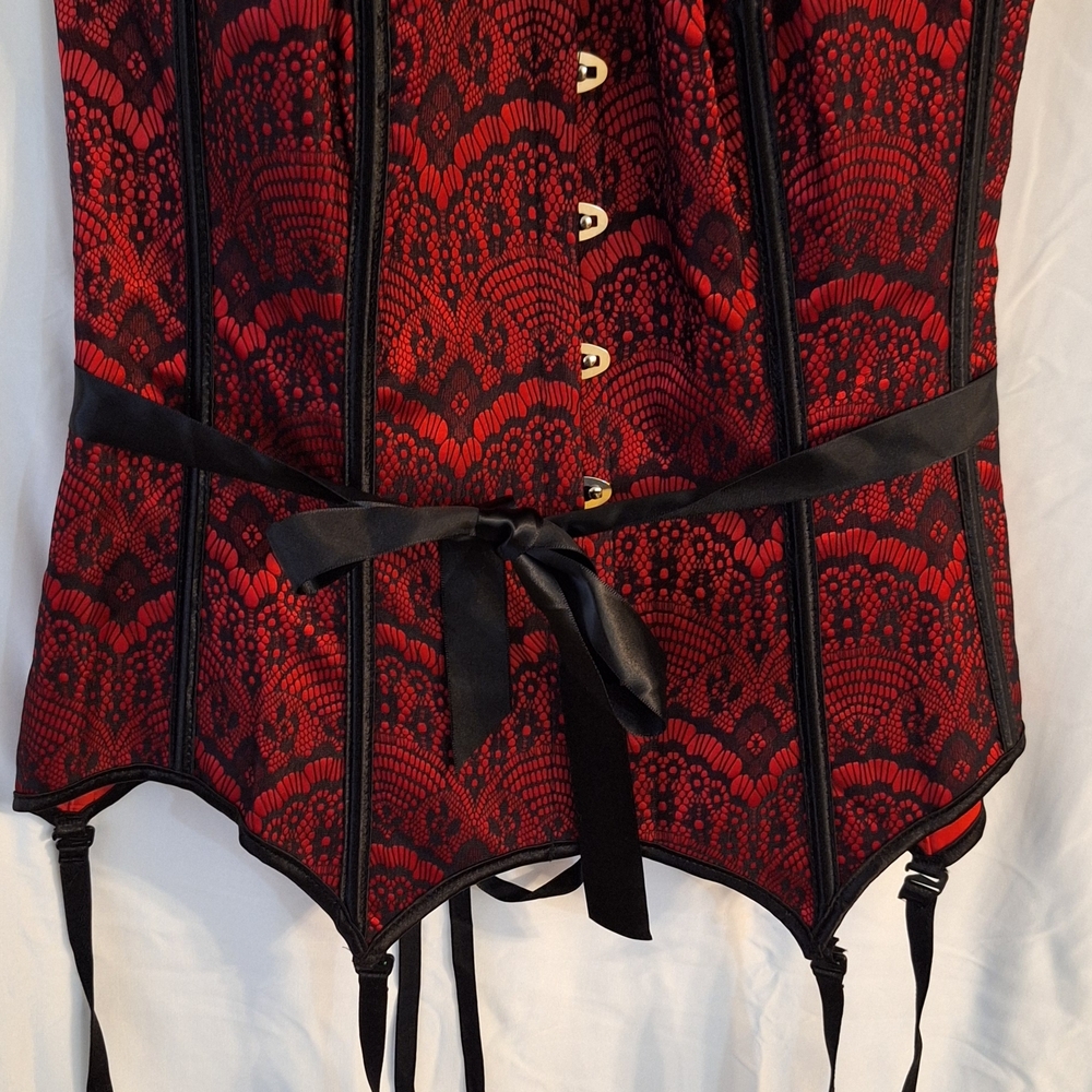 Adore Me Red and Black Lace Corset